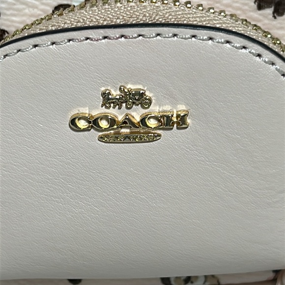 Coach Pink and Brown Floral Mini Bag Keychain - Picture 12 of 13